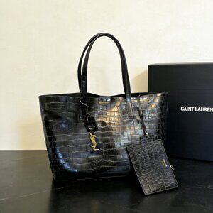 YSL Shopping Large Leather Tote Bag